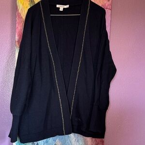 Chico's Elegant Navy Cardigan with silver accents Chicos size 2/large